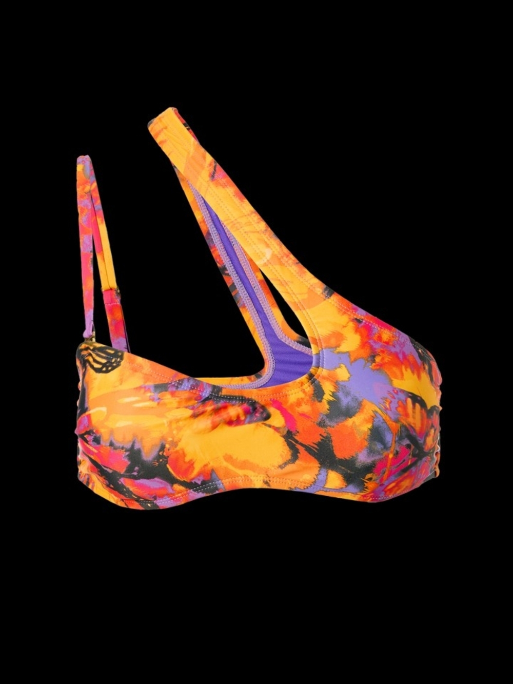One-Shoulder Vibrant Floral Bikini Top